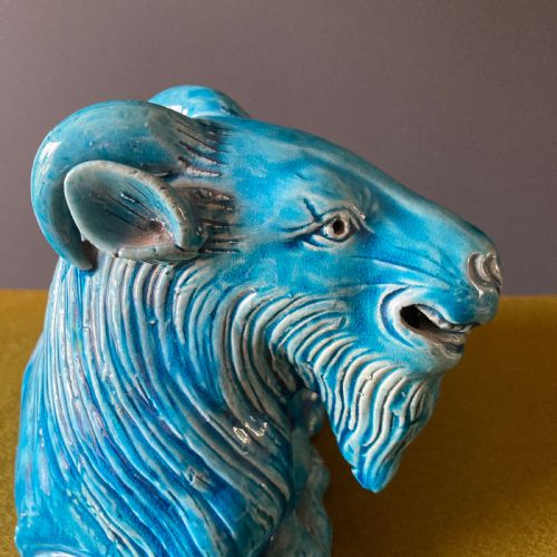 PAIR OF CHINESE TURQUOISE GLAZED PORCELAIN GOATS QING DYNASTY EARLY 19TH CENTURY - ADDITIONAL PHOTO 6