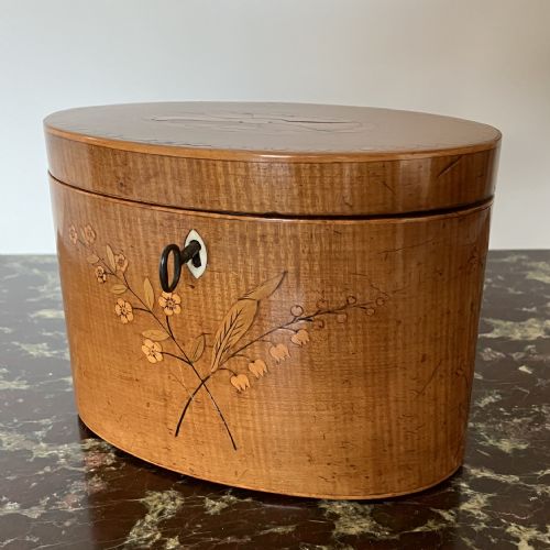 GEORGE III OVAL TEA CADDY CIRCA 1790 - ADDITIONAL PHOTO 1