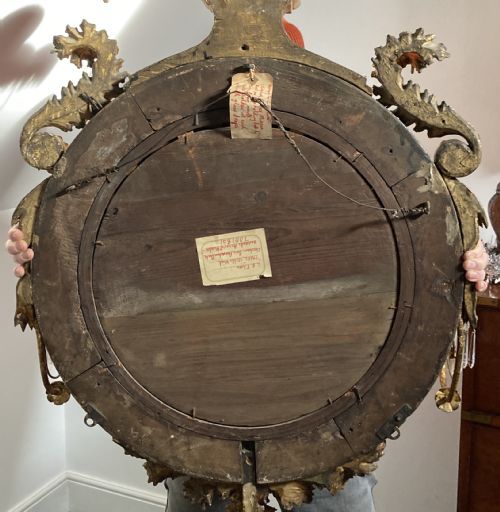 LARGE REGENCY GILTWOOD CONVEX MIRROR CIRCA 1815 - ADDITIONAL PHOTO 8