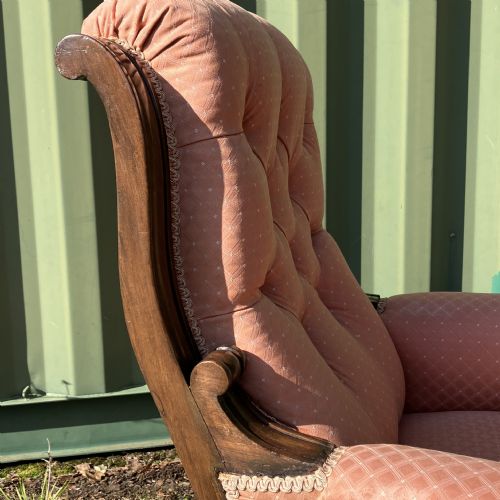 VICTORIAN MAHOGANY LIONS HEAD UPHOLSTERED ARMCHAIR CIRCA 1860 - ADDITIONAL PHOTO 4