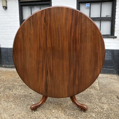 victorian mahogany round tilttop dining table on pedestal base circa 1860 - CATEGORY: ANTIQUE TABLES - DATED VICTORIAN