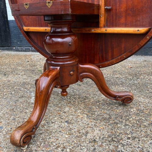 VICTORIAN MAHOGANY ROUND TILTTOP DINING TABLE ON PEDESTAL BASE CIRCA 1860 - ADDITIONAL PHOTO 5