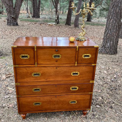 MAHOGANY SECRETAIRE MILITARY CAMPAIGN CHEST CIRCA 1899 - ADDITIONAL PHOTO 3