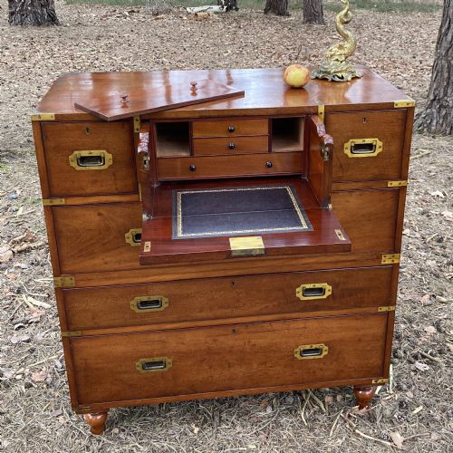 MAHOGANY SECRETAIRE MILITARY CAMPAIGN CHEST CIRCA 1899 - ADDITIONAL PHOTO 4