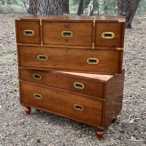 MAHOGANY SECRETAIRE MILITARY CAMPAIGN CHEST CIRCA 1899 - ADDITIONAL PHOTO 14