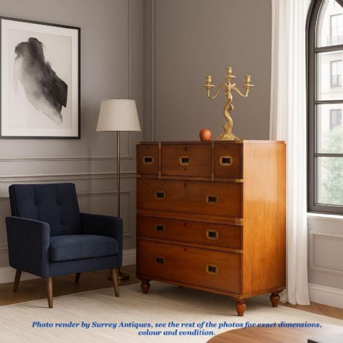 MAHOGANY SECRETAIRE MILITARY CAMPAIGN CHEST CIRCA 1899 - ADDITIONAL PHOTO 1