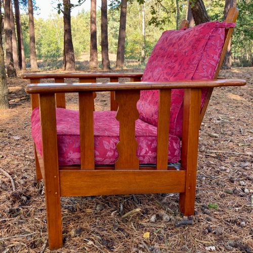 EDWARDIAN TEAK RECLINING ARMCHAIR IN THE MANNER OF HEALS OF LONDON CIRCA 1920 - ADDITIONAL PHOTO 3