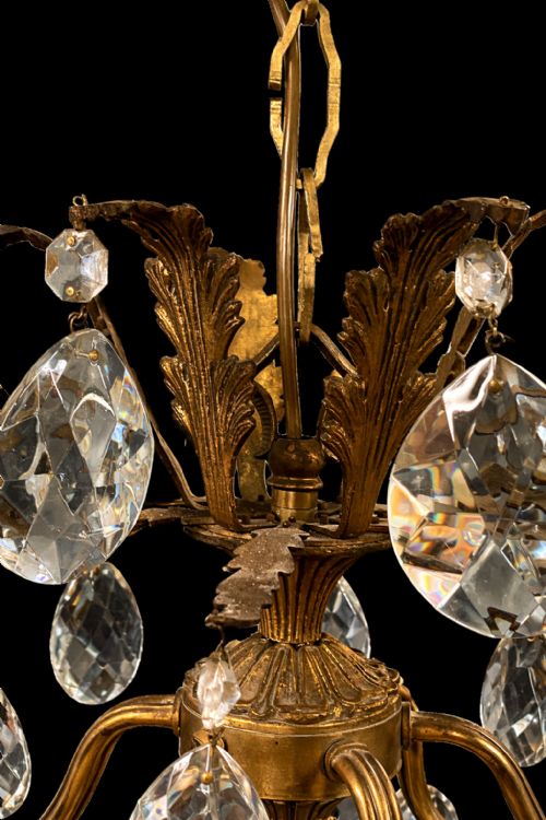 FINE ANTIQUE GILT BRONZE CRYSTAL 18LIGHT CHANDELIER CIRCA 1920 - ADDITIONAL PHOTO 7