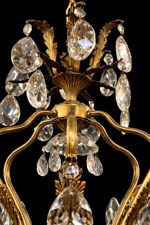 FINE ANTIQUE GILT BRONZE CRYSTAL 18LIGHT CHANDELIER CIRCA 1920 - ADDITIONAL PHOTO 17