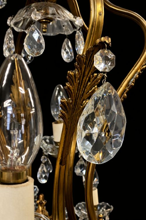 FINE ANTIQUE GILT BRONZE CRYSTAL 18LIGHT CHANDELIER CIRCA 1920 - ADDITIONAL PHOTO 19