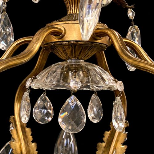 FINE ANTIQUE GILT BRONZE CRYSTAL 18LIGHT CHANDELIER CIRCA 1920 - ADDITIONAL PHOTO 20