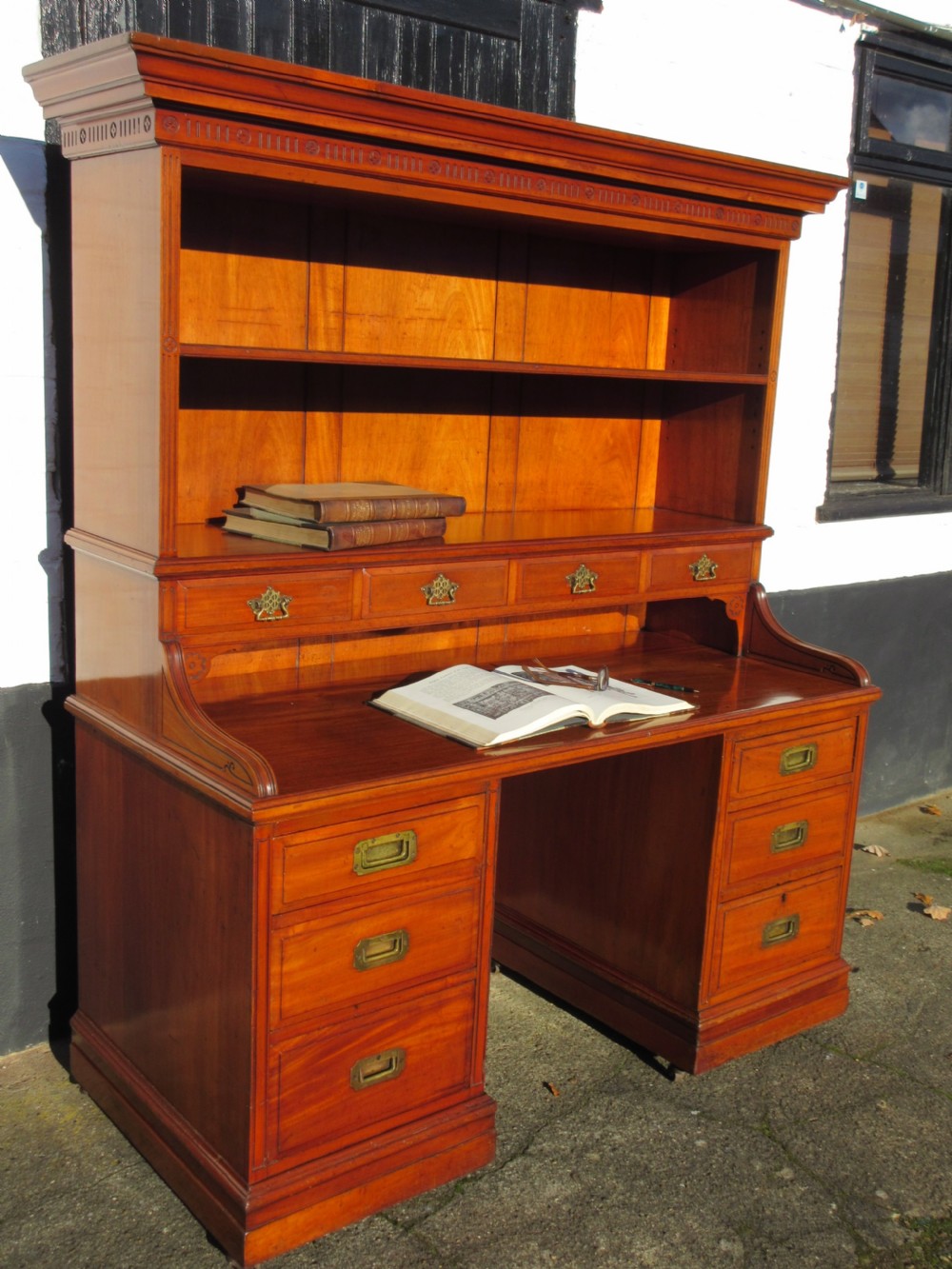Mahogany Pedestal Students Desk, Circa 1885 View II