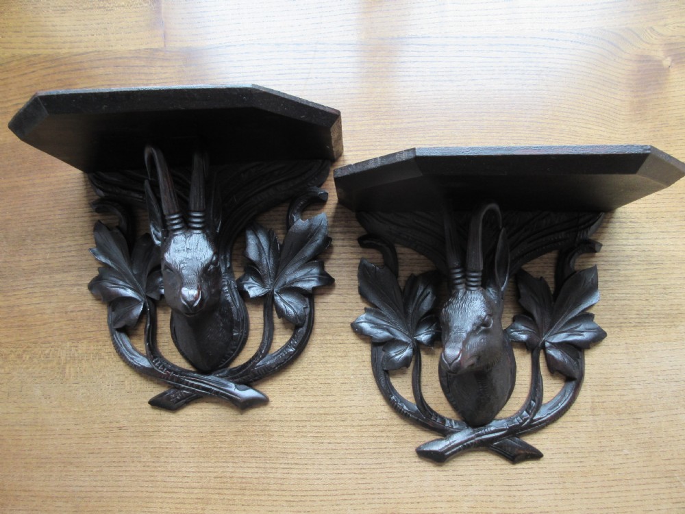 Pair Of 19th Century Black Forest Wall Brackets, Circa 1890