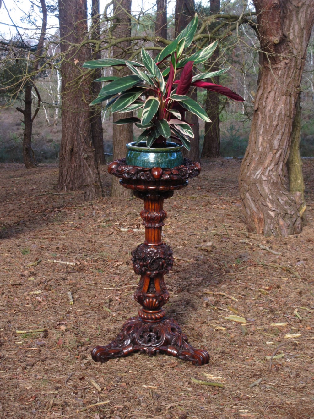 Early Victorian Carved Rosewood Jardiniere Or Plant Stand, Circa 1840 View II