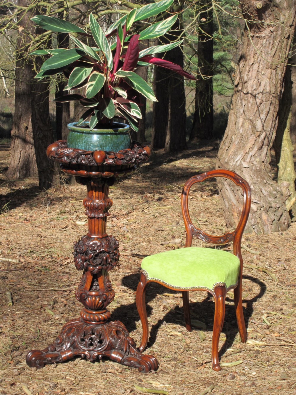 Early Victorian Carved Rosewood Jardiniere Or Plant Stand, Circa 1840 View IV