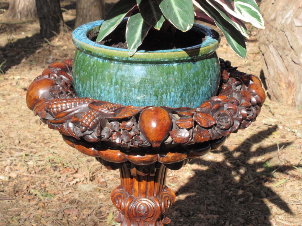 Early Victorian Carved Rosewood Jardiniere Or Plant Stand, Circa 1840 View VI