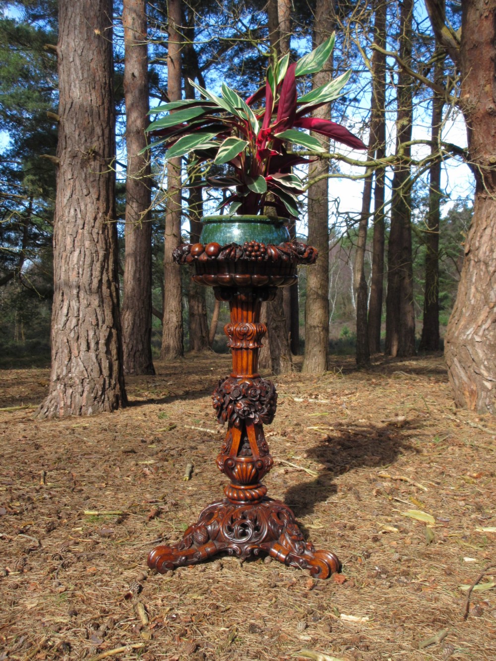Early Victorian Carved Rosewood Jardiniere Or Plant Stand, Circa 1840 View VII