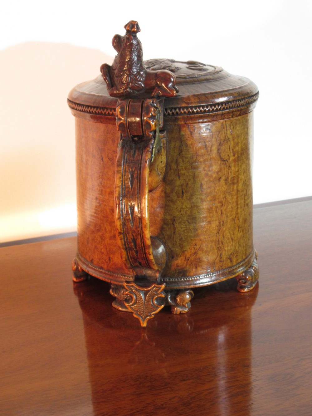 Fine and Rare Carved Ceremonial Lion Peg Tankard, Circa 1730 Norwegian View V