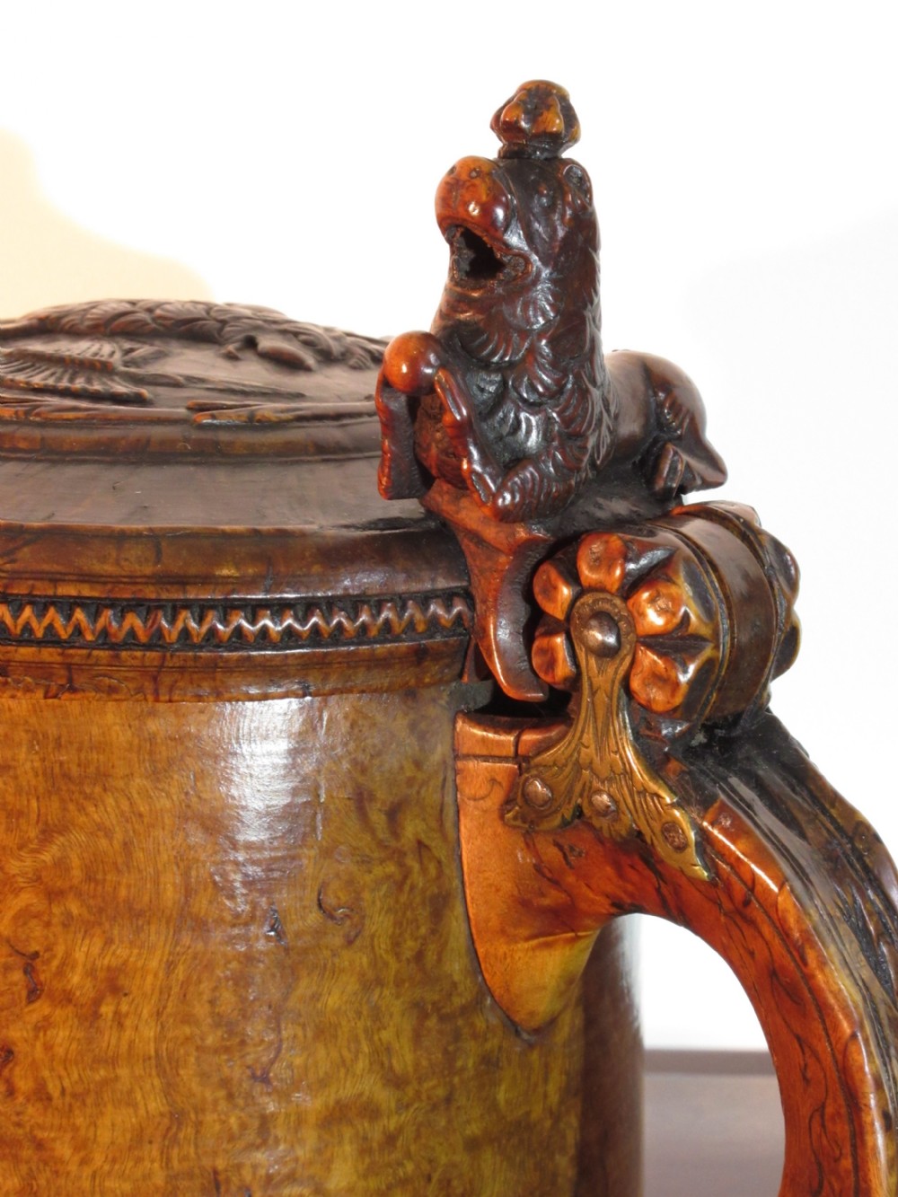 Fine and Rare Carved Ceremonial Lion Peg Tankard, Circa 1730 Norwegian View IX