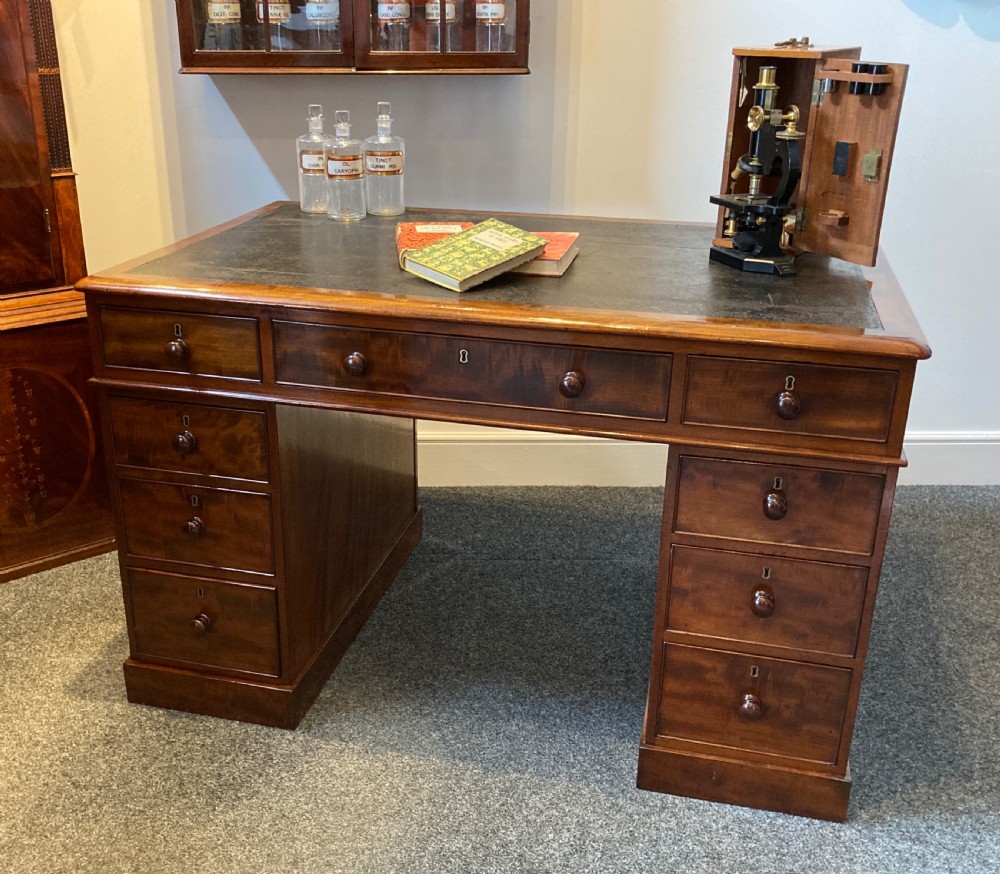 Early Victorian Mahogany Pedestal Desk, Circa 1840 View IV