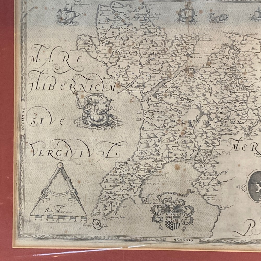 Map of Caernarvon and Anglesey by Christopher Saxton, Circa 1642 View IV