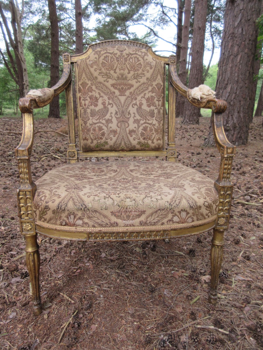 George III Sheraton Giltwood Drawing Room Chair, Circa 1795