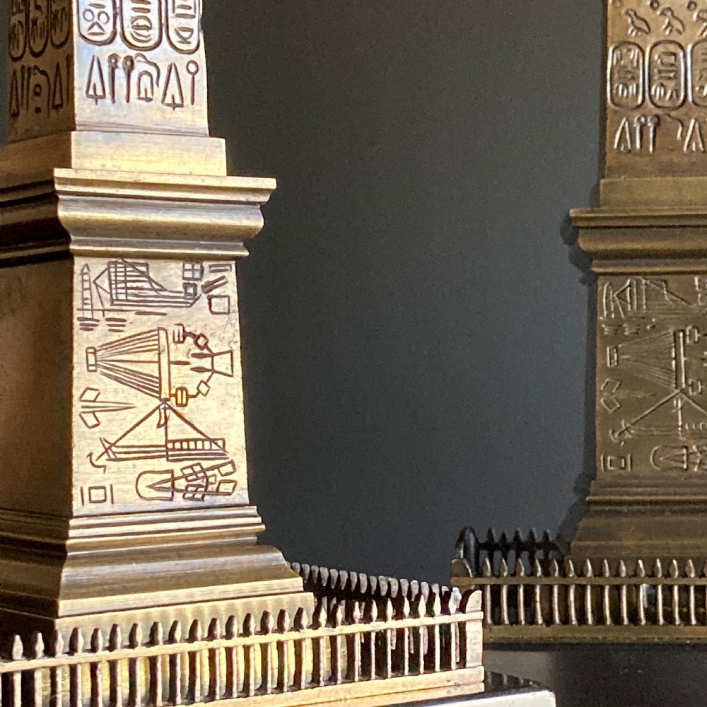 Pair of Grand Tour Souvenir Bronze Models of The Luxor Obelisks, Circa 1836 View VI