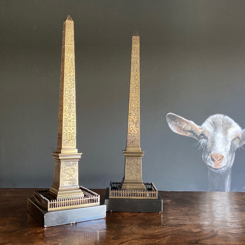 Pair of Grand Tour Souvenir Bronze Models of The Luxor Obelisks, Circa 1836 View VII