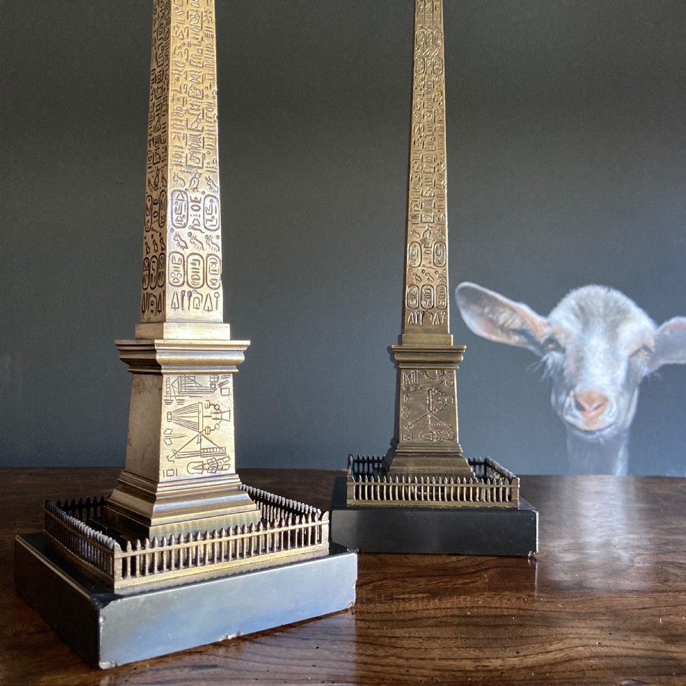 Pair of Grand Tour Souvenir Bronze Models of The Luxor Obelisks, Circa 1836 View VIII