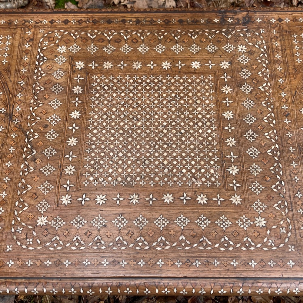 Beautiful Syrian Moorish Bone Inlaid Bench, Circa 1880 View V