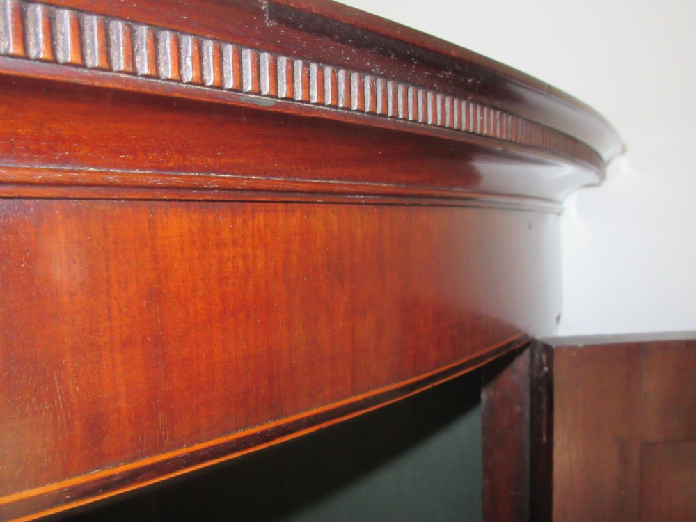 Regency Mahogany Bow Front Hanging Corner Cupboard, Circa 1810 View IV
