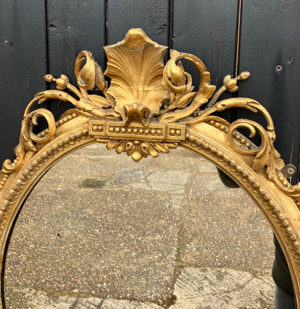 Carved Gilt-Wood Oval Girandole Wall Mirror, Circa 1880 View II