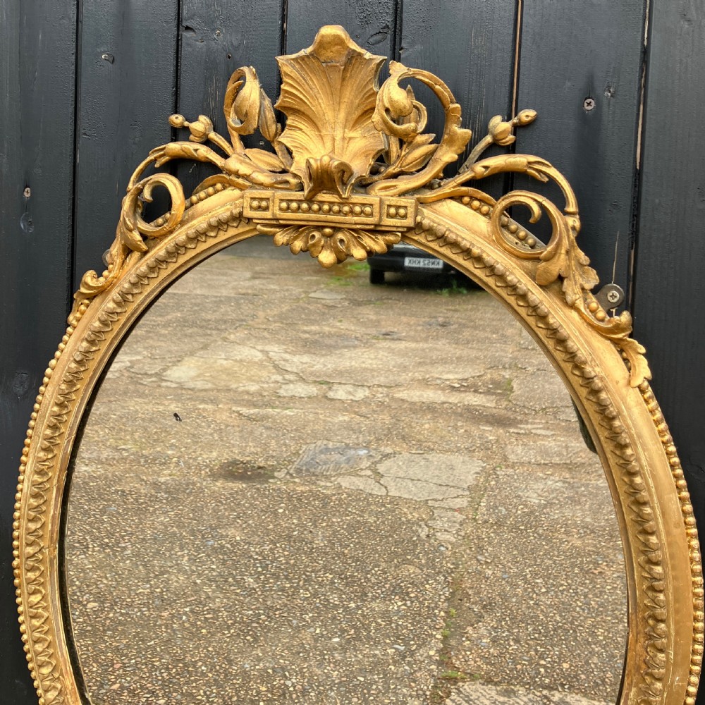 Carved Gilt-Wood Oval Girandole Wall Mirror, Circa 1880 View VIII