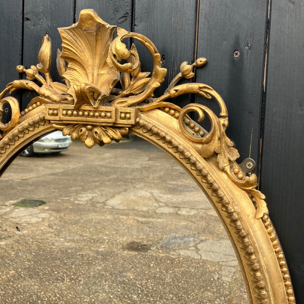 Carved Gilt-Wood Oval Girandole Wall Mirror, Circa 1880 View IX