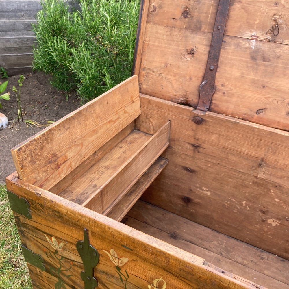 Swedish Pine Marriage Chest/ Blanket Box, Circa 1819 View XI