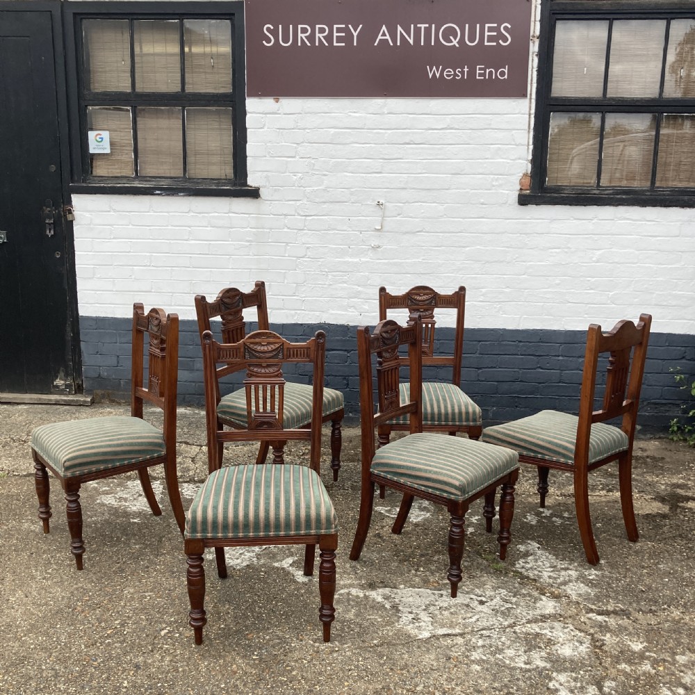 Six Edwardian Walnut Dining Chairs, Circa 1900 View VI