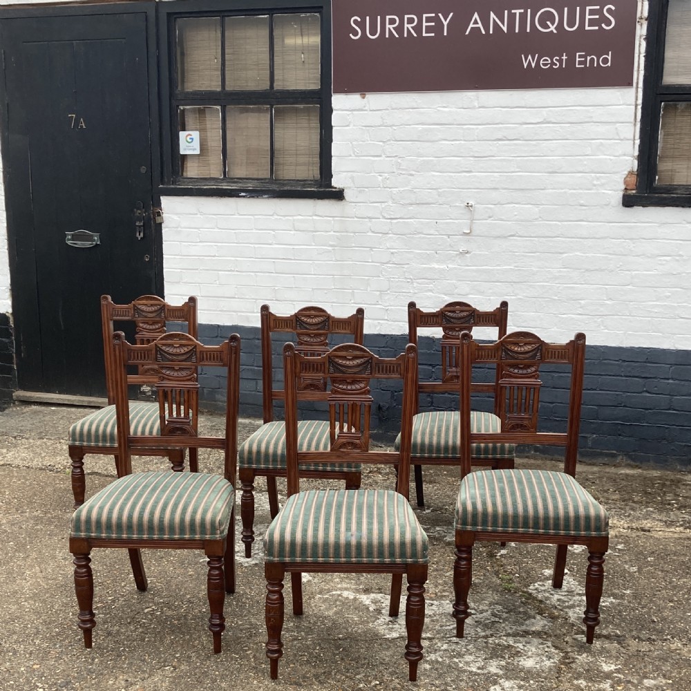 Six Edwardian Walnut Dining Chairs, Circa 1900 View VII