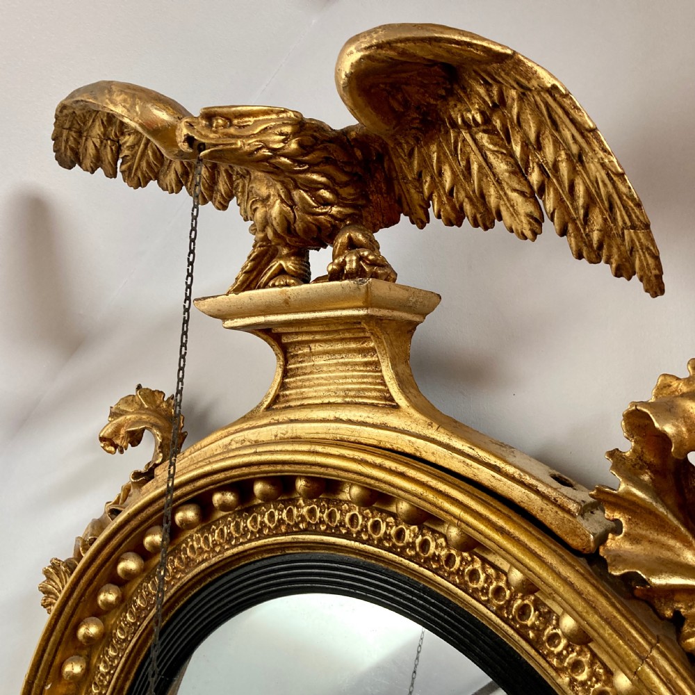 Large Regency Gilt-wood Convex Mirror, Circa 1815 View III