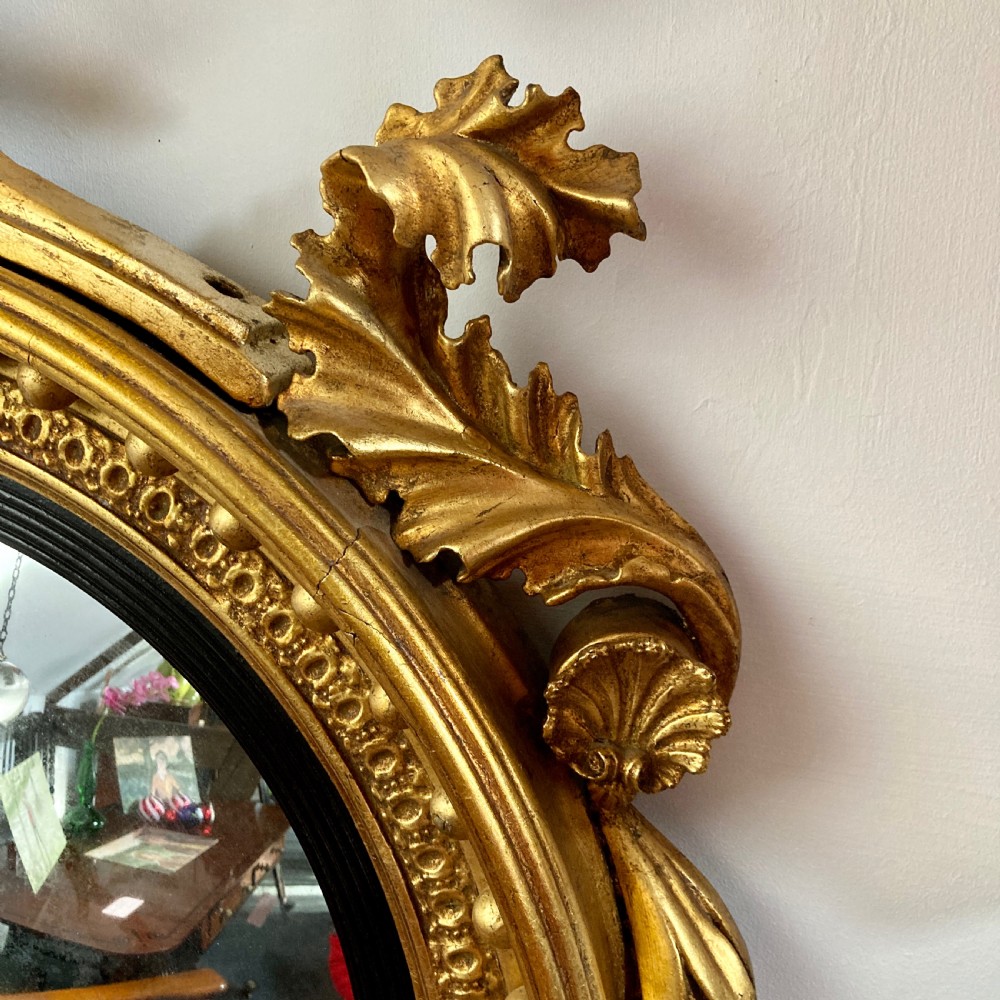Large Regency Gilt-wood Convex Mirror, Circa 1815 View IV