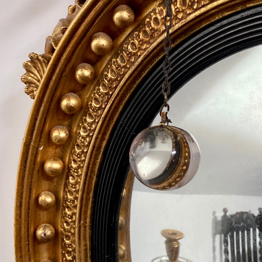 Large Regency Gilt-wood Convex Mirror, Circa 1815 View VI
