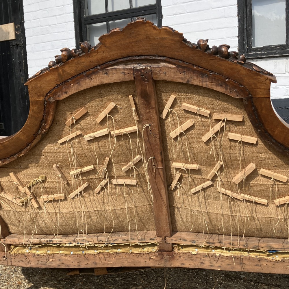 Victorian Walnut Sofa / Settee, Carved Frame and Button Back Upholstery, Circa 1850 View IX