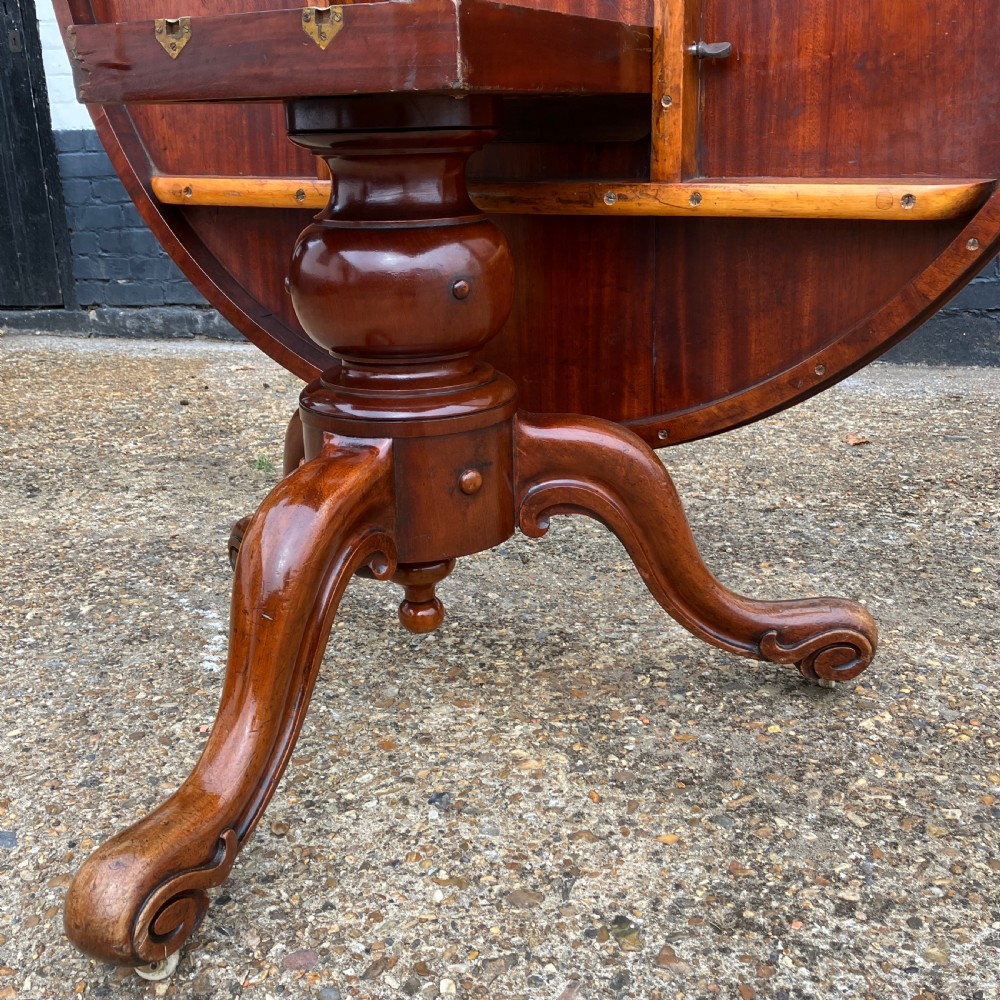 Victorian Mahogany Round Tilt-Top Dining Table on Pedestal Base, Circa 1860 View VI