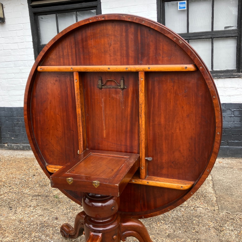 Victorian Mahogany Round Tilt-Top Dining Table on Pedestal Base, Circa 1860 View VII