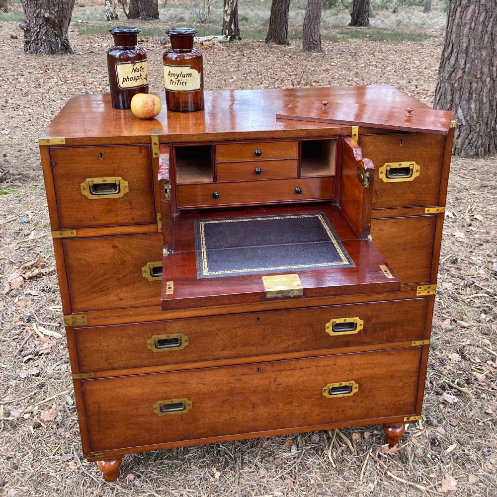 Mahogany Secretaire Military Campaign Chest, Circa 1899 View VII