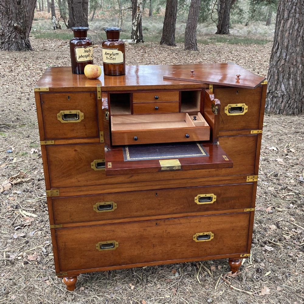 Mahogany Secretaire Military Campaign Chest, Circa 1899 View VIII