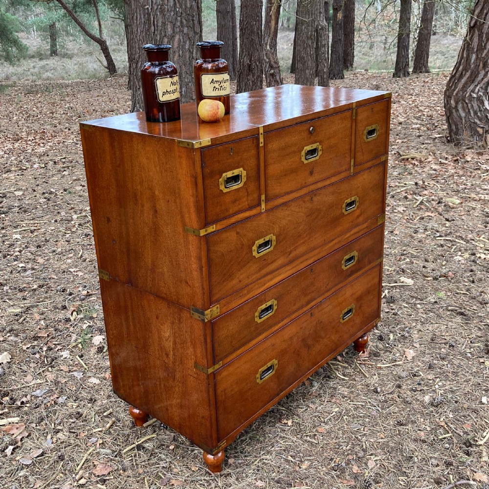 Mahogany Secretaire Military Campaign Chest, Circa 1899 View IX