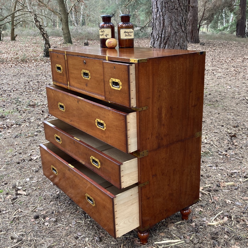 Mahogany Secretaire Military Campaign Chest, Circa 1899 View XI