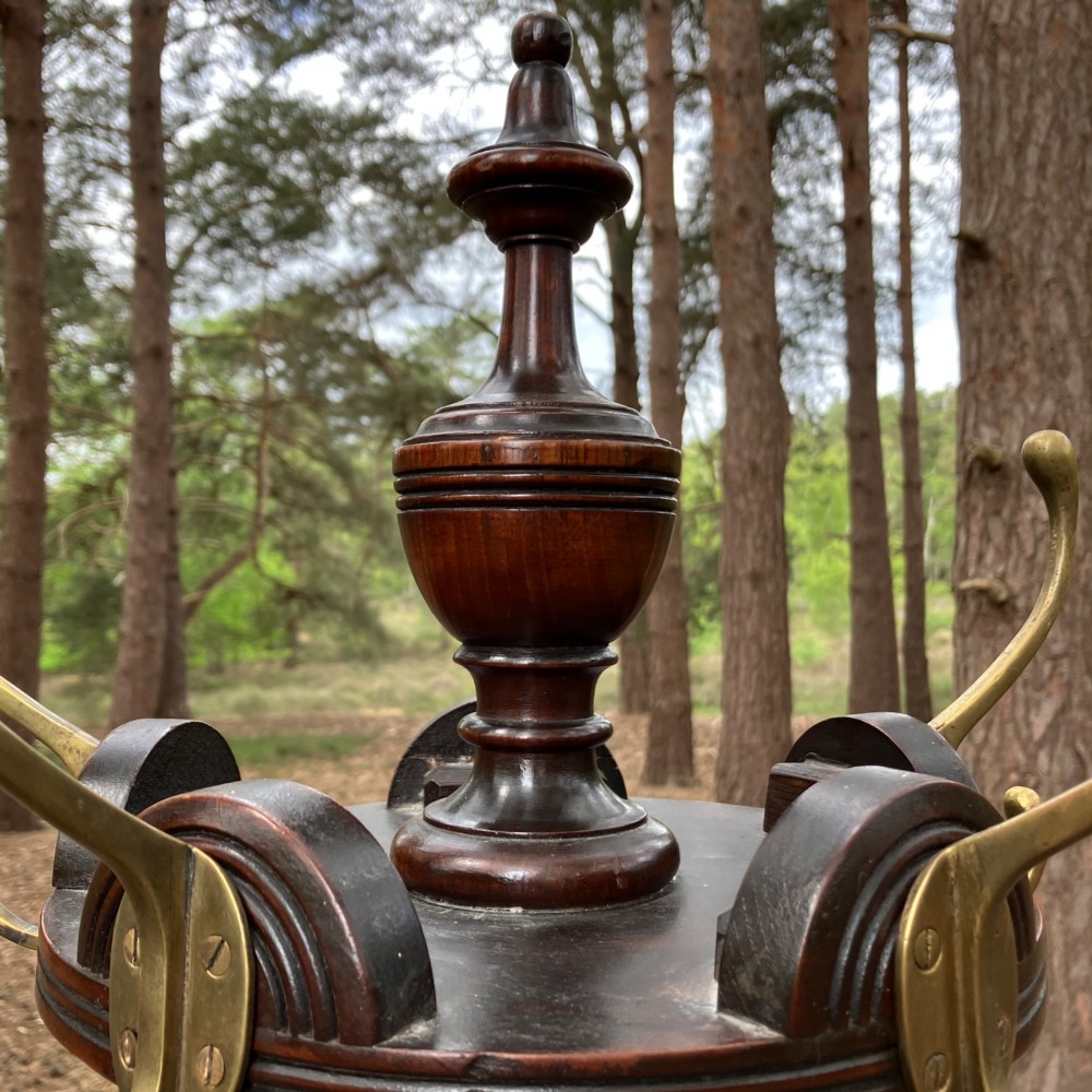 Antique Walnut Hall Stand | Coat & Hat Stand with Brass Hooks, Circa 1900 View IV