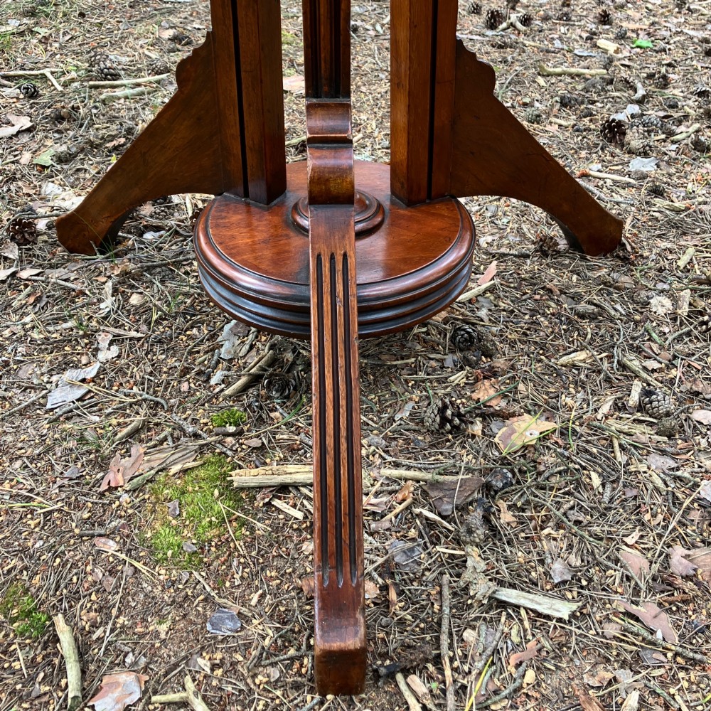 Antique Walnut Hall Stand | Coat & Hat Stand with Brass Hooks, Circa 1900 View VII