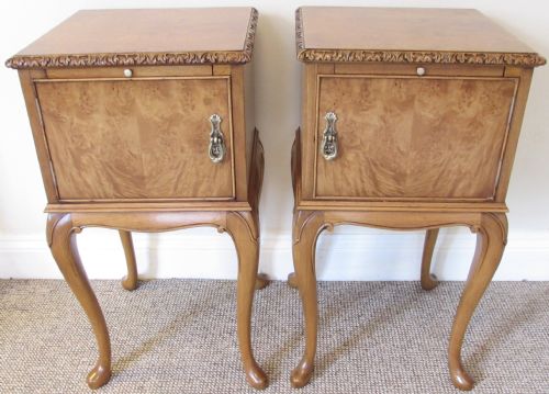Superb Pair Burr Walnut Bedside Cupboards